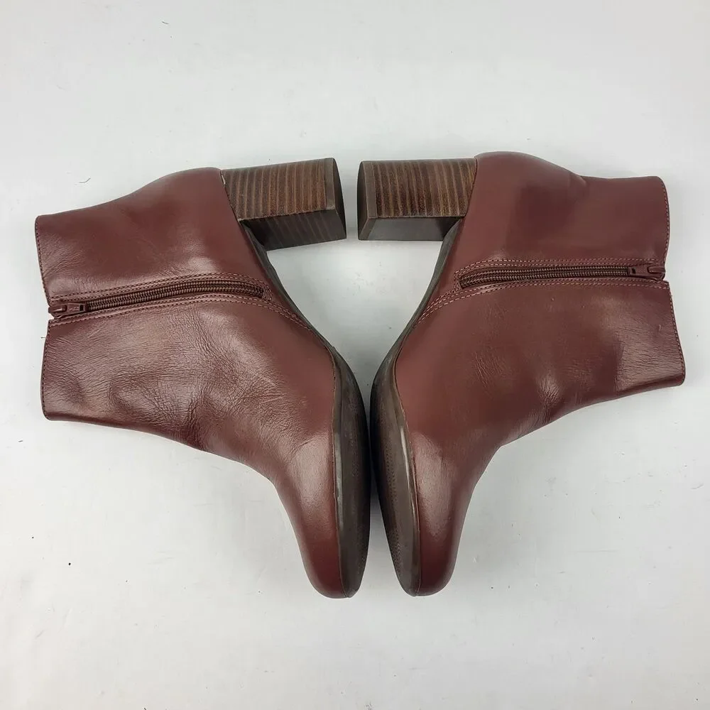 Marc Joseph New York Charles St Leather Ankle Bootie Reddish Brown Size 9